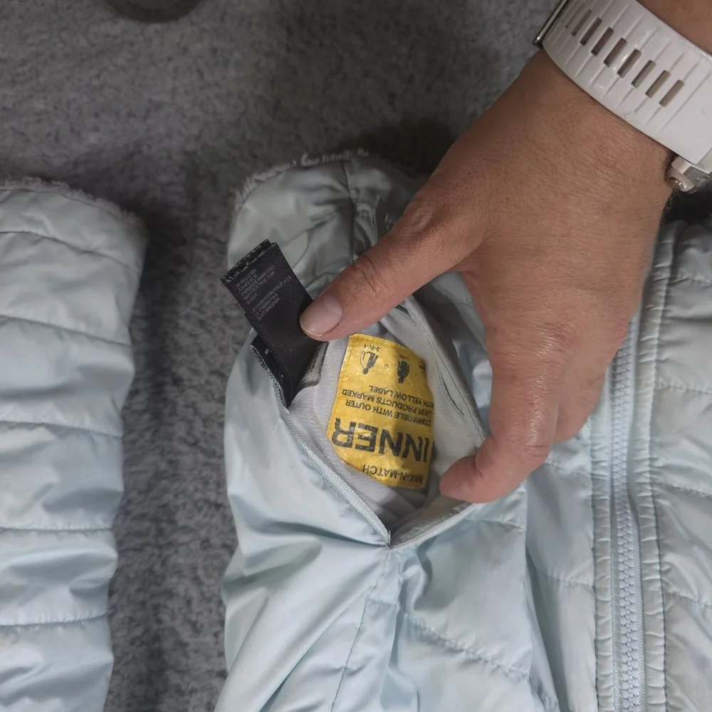 The North Face Reversible MossBud Swirl Girls Blue‎ Jacket - Size XL Ski Hiking